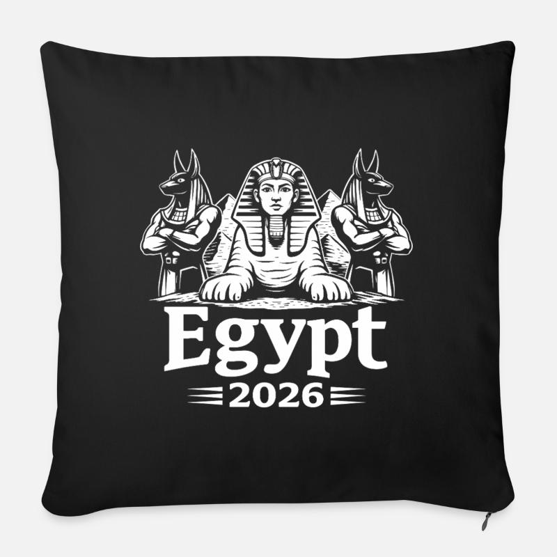 Égypte 2026 Sphinx Pharaoh Pyramides Tour d’Égypte - Housse de coussin décorative 45 x 45 cm - noir