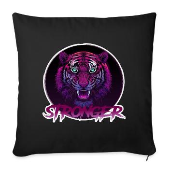 Tigre néon sauvage - Plus fort - Housse de coussin décorative 45 x 45 cm - noir - Devant