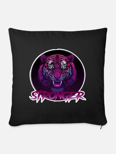 Wilder Neon-Tiger - Stronger - Sofakissenbezug 45 x 45 cm - Schwarz
