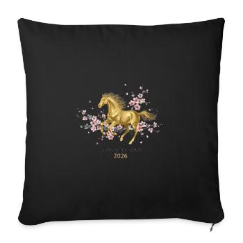 Horse 2026 Chinese New Year Gold - Sofa pillowcase 17,3'' x 17,3'' (45 x 45 cm) - black - Front