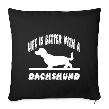 Dackel - Sofakissenbezug 45 x 45 cm - Schwarz - Vorne
