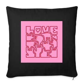 LIEBE – Gebärdensprache Ich liebe dich, Rose Rouge - Sofakissenbezug 45 x 45 cm - Schwarz - Vorne