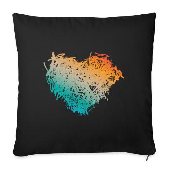 Heart - Sofa pillowcase 17,3'' x 17,3'' (45 x 45 cm) - black - Front