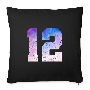 numéro 12 – Cadeau anniversaire 12 ans - Housse de coussin décorative 45 x 45 cm - noir - Devant