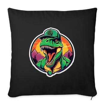 T-Rex Cap Rétro Soleil Couchant - Housse de coussin décorative 45 x 45 cm - noir - Devant