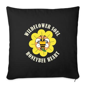 Wildflower Soul Honeybee Heart – Retro Nature - Sofa pillowcase 17,3'' x 17,3'' (45 x 45 cm) - black - Front