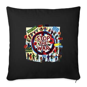 Paix Amour Paix contre la guerre - Housse de coussin décorative 45 x 45 cm - noir - Devant