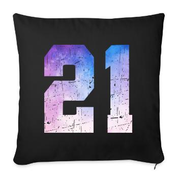  numéro 21 – Cadeau anniversaire 21 ans - Housse de coussin décorative 45 x 45 cm - noir - Devant