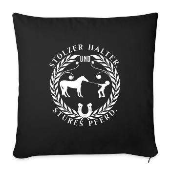 stolzer besitzer und stures pferd - Sofakissenbezug 45 x 45 cm - Schwarz - Vorne