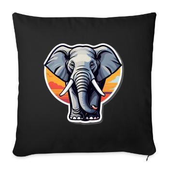 Éléphant coucher soleil sticker - Housse de coussin décorative 45 x 45 cm - noir - Devant