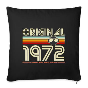 Original 1972 Retro Casque Vintage - Housse de coussin décorative 45 x 45 cm - noir - Devant