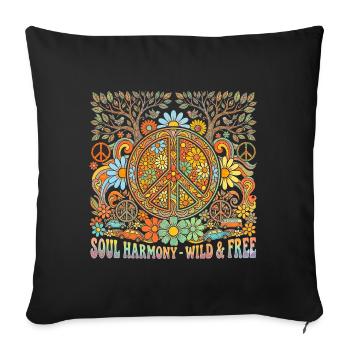 Peace Love Harmonie 60s - Sofakissenbezug 45 x 45 cm - Schwarz - Vorne