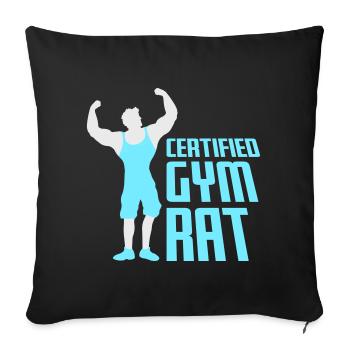 Diction drôle d’entraînement de fitness certifiée Gym Rat - Housse de coussin décorative 45 x 45 cm - noir - Devant