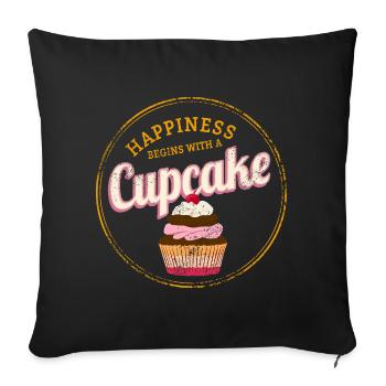 Cupcake Dessert Cook Vintage Cake Retro Design - Sofa pillowcase 17,3'' x 17,3'' (45 x 45 cm) - black - Front