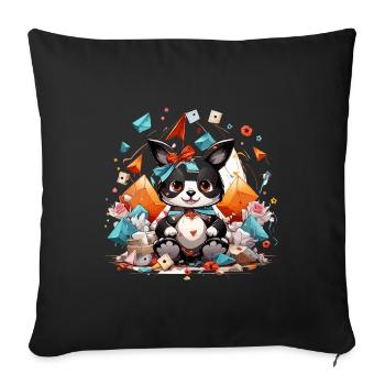 Kawaii Origami Panda in the Glittering Sea - Sofa pillowcase 17,3'' x 17,3'' (45 x 45 cm) - black - Front