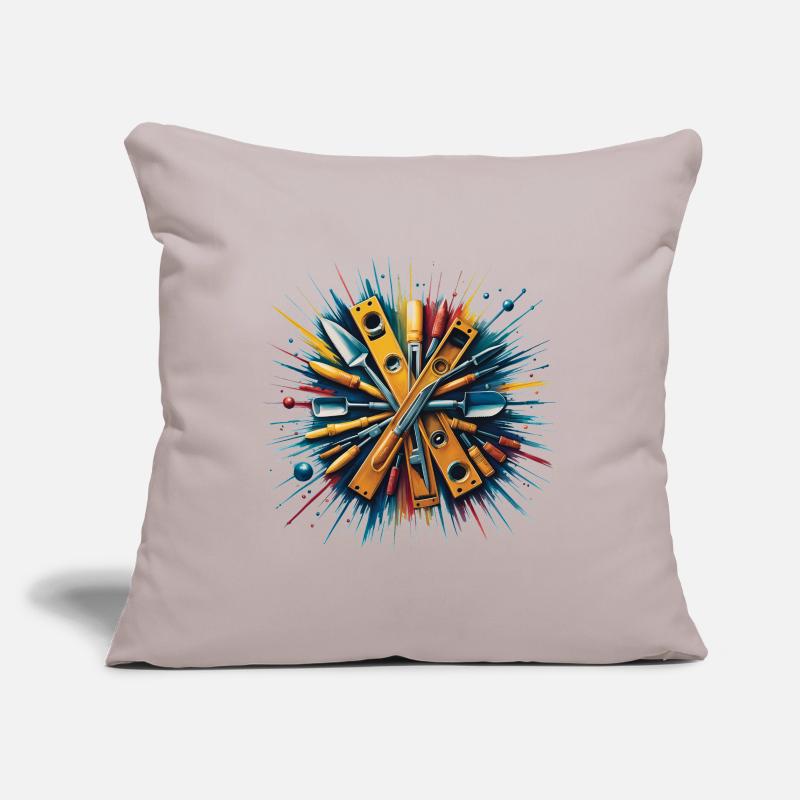 Construction Bricklayer Mason Tools Art Print Sofa pillowcase 17,3'' x 17,3'' (45 x 45 cm)