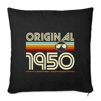 Original 1950's Retro Headphones - Sofa pillowcase 17,3'' x 17,3'' (45 x 45 cm) - black - Front