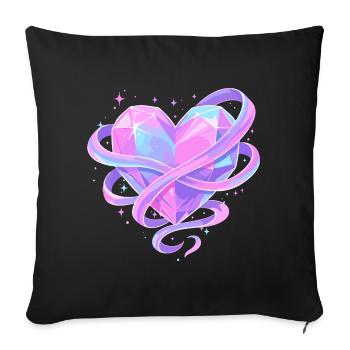 Pastel Crystal Heart with Bows - Sofa pillowcase 17,3'' x 17,3'' (45 x 45 cm) - black - Front