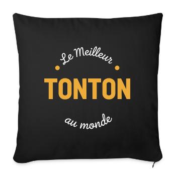 cadeau pour tonton le meilleur tonton au monde - Housse de coussin décorative 45 x 45 cm - noir - Devant