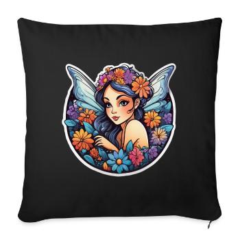 Winged Floral Fairyland - Sofa pillowcase 17,3'' x 17,3'' (45 x 45 cm) - black - Front