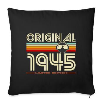 Original 1945 Vintage Casque Retro - Housse de coussin décorative 45 x 45 cm - noir - Devant