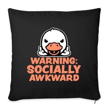 Warning Socially Awkward Ente Mittelfinger Vogel - Sofakissenbezug 45 x 45 cm - Schwarz - Vorne