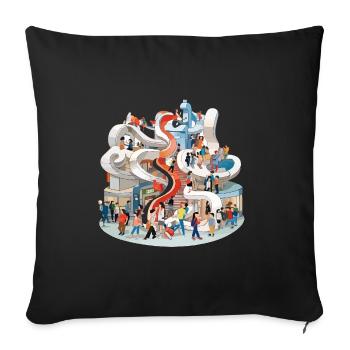 Colorful multi-stick slide full of people - Sofa pillowcase 17,3'' x 17,3'' (45 x 45 cm) - black - Front
