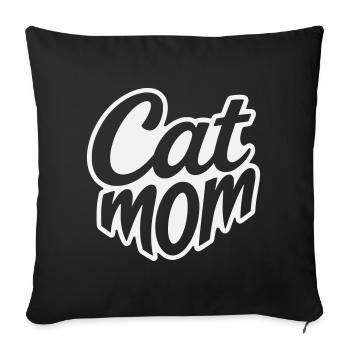 Cat Mom, Cat Mom Lettering - Sofa pillowcase 17,3'' x 17,3'' (45 x 45 cm) - black - Front