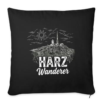 Harz Wanderer - Brocken und Berge - Sofakissenbezug 45 x 45 cm - Schwarz - Vorne