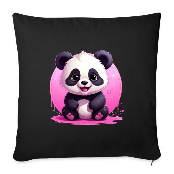 cute panda - Sofa pillowcase 17,3'' x 17,3'' (45 x 45 cm) - black - Front