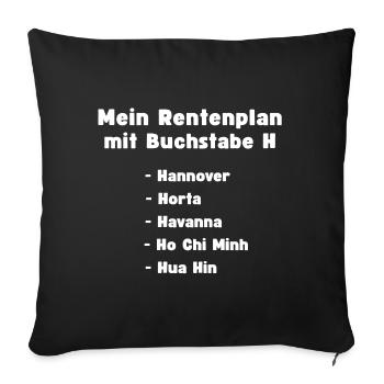 Rentenplan mit Buchstabe H, Reise um die Welt - Sofakissenbezug 45 x 45 cm - Schwarz - Vorne