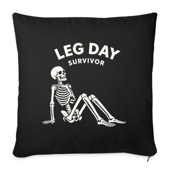 Leg Day Survivor – Chemise humoristique de fitness - Housse de coussin décorative 45 x 45 cm - noir - Devant
