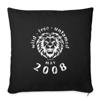18e anniversaire Sauvage, libre et indompté depuis 05/2008 - Housse de coussin décorative 45 x 45 cm - noir - Devant