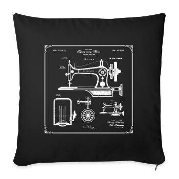 Plan de machine à coudre antique - Housse de coussin décorative 45 x 45 cm - noir - Devant