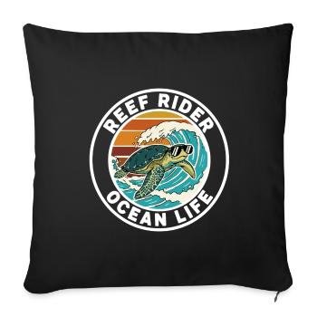 Surf Reef Rider Ocean Life Turtle - Sofa pillowcase 17,3'' x 17,3'' (45 x 45 cm) - black - Front