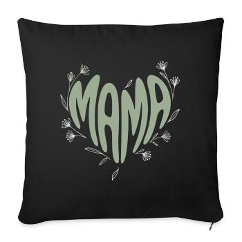 Mom Heart Font with Flowers - Sofa pillowcase 17,3'' x 17,3'' (45 x 45 cm) - black - Front