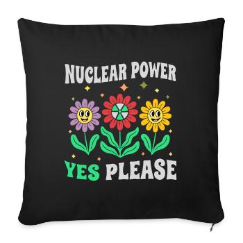 Atomkraft Ja Bitte mit Blumen retro - Housse de coussin décorative 45 x 45 cm - noir - Devant