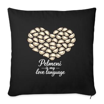 Pelmeni Heart – Pelmeni is my love language - Sofa pillowcase 17,3'' x 17,3'' (45 x 45 cm) - black - Front