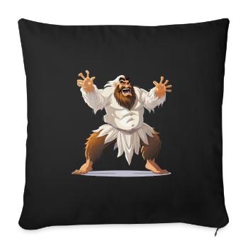 Guerrier yéti en pagne blanc - Housse de coussin décorative 45 x 45 cm - noir - Devant