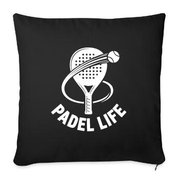 Padel Life Tennis avec raquette - Housse de coussin décorative 45 x 45 cm - noir - Devant