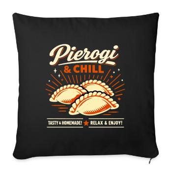 Pierogi & Chill: Retro Dumplings Vintage Design - Sofa pillowcase 17,3'' x 17,3'' (45 x 45 cm) - black - Front