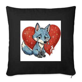 Fuchs tier traurig symbol herz gebrochen  - Sofakissenbezug 45 x 45 cm - Schwarz - Vorne