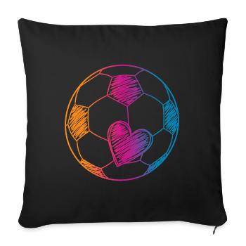 Ballon de football aquarelle - Housse de coussin décorative 45 x 45 cm - noir - Devant