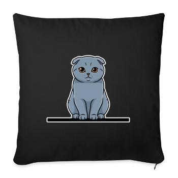Scottish Fold Cat Grey Amber Eyes Portrait - Sofa pillowcase 17,3'' x 17,3'' (45 x 45 cm) - black - Front