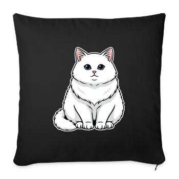 White Cat Fluffy Blue Eyes Majestic Portrait - Sofa pillowcase 17,3'' x 17,3'' (45 x 45 cm) - black - Front