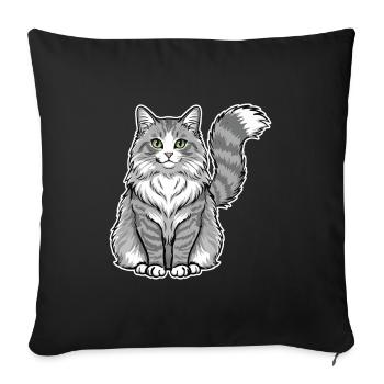 Norwegisches Katzengrau-weißes majestätisches Porträt - Sofakissenbezug 45 x 45 cm - Schwarz - Vorne