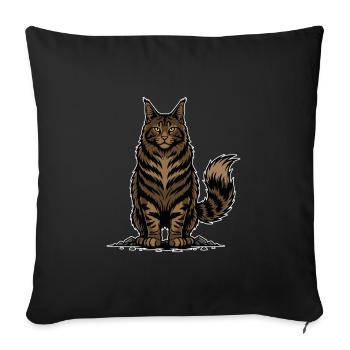 Maine Cat Coon Braunes Tabby-Majestic-Porträt - Sofakissenbezug 45 x 45 cm - Schwarz - Vorne