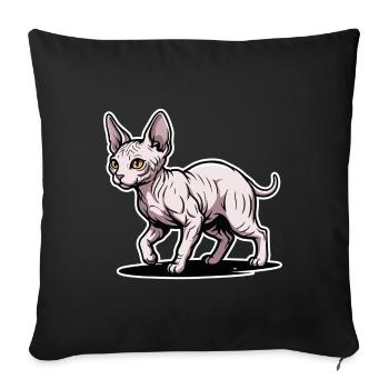 Chat Sphynx Sans Poil Marche Portrait Design - Housse de coussin décorative 45 x 45 cm - noir - Devant