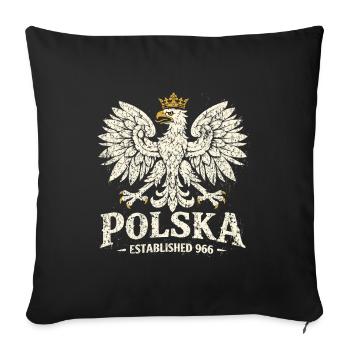 Polska Fondée en 966 – Aigle vintage avec couronne - Housse de coussin décorative 45 x 45 cm - noir - Devant