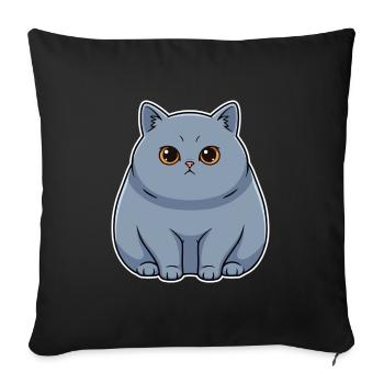 Blue Shorthair British Cat Cute Round Portrait - Sofa pillowcase 17,3'' x 17,3'' (45 x 45 cm) - black - Front
